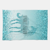 Linge De Cuisine Girly Glitz Aqua Turquoise Parties scintillant Uni (Horizontal)