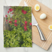 Linge De Cuisine Gîte écossais avec pétunias et rose (Quart Plié)