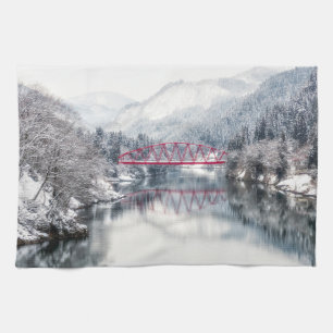 Linge De Cuisine Glace et neige   Pont rouge en hiver, Japon