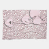 Linge De Cuisine Glam Glitz Coeurs rose (Horizontal)