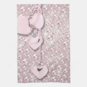 Linge De Cuisine Glam Glitz Coeurs rose (Vertical)