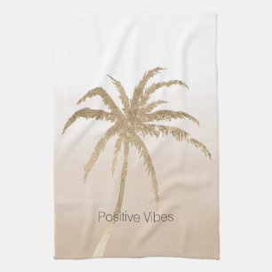 Linge De Cuisine Glam Gold Tropical Palm Tree Ombre