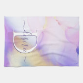Linge De Cuisine Glam Lilac Gold Abstrait Peinture Élégant Monogram (Horizontal)