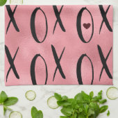 Linge De Cuisine Glam rose coeur XOXO (Plié)