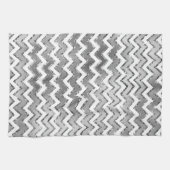 Linge De Cuisine Glam Silver White Zigzag Stripes (Horizontal)