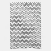 Linge De Cuisine Glam Silver White Zigzag Stripes (Vertical)