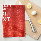 Linge De Cuisine Glamor Red Festive Personnalisé Conserver le calme (Quart Plié)