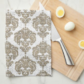 Linge De Cuisine Glamor Rustique Burlap Royal Damask Chic Moderne (Quart Plié)