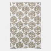Linge De Cuisine Glamor Rustique Burlap Royal Damask Chic Moderne (Vertical)