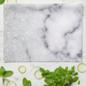 Linge De Cuisine Glamorous Silver White Glitter Marble Gradient (Plié)