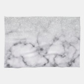 Linge De Cuisine Glamorous Silver White Glitter Marble Gradient (Horizontal)