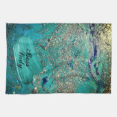 Linge De Cuisine Glittery Aqua Peinture Strots Boss Lady (Horizontal)