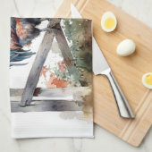 Linge De Cuisine Gloire du matin : Coq d'aquarelle (Quart Plié)