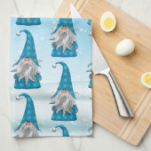 Linge De Cuisine Gnome Bleu Sur Neige (Quart Plié)