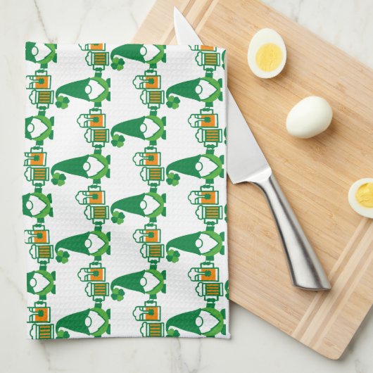 Linge De Cuisine Gnome de la Saint-Patrick avec chope de bière (Quart Plié)