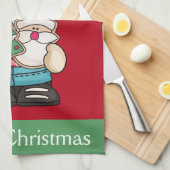 Linge De Cuisine Gnome Rouge Vert Noël Fête Personnalisée (Quart Plié)