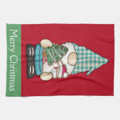 Linge De Cuisine Gnome Rouge Vert Noël Fête Personnalisée (Horizontal)