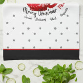 Linge De Cuisine gnomes de Noël dans la tasse de café rouge noms pe (Plié)