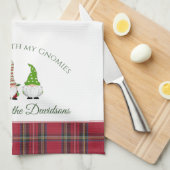 Linge De Cuisine Gnomes de Noël Nom personnalisé Noël (Quart Plié)