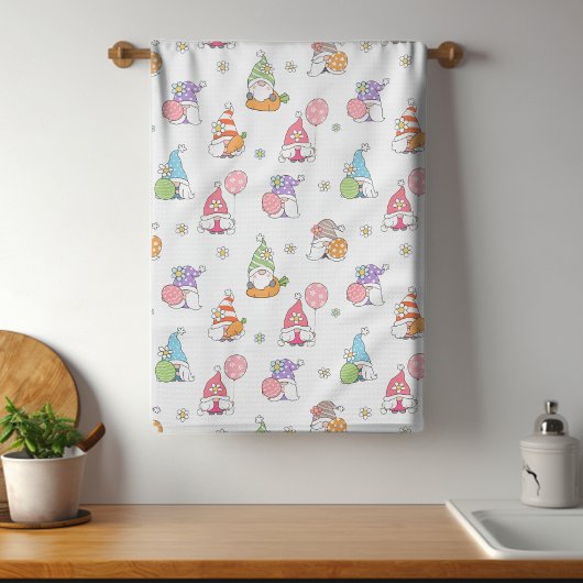 Linge De Cuisine Gnomes de Pâques mignonnes Fille Fleurs de printem