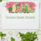 Linge De Cuisine Gnomes floraux vert rose Gnome Gnome Sweet Gnome (Plié)