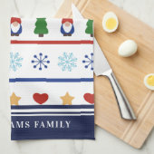 Linge De Cuisine Gnomes & Snowflakes Motif de Noël - Nom (Quart Plié)