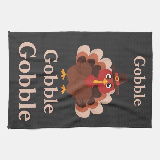 Linge De Cuisine Gobble gobble  Funny  Cute Thanksgiving Turkey  (Horizontal)