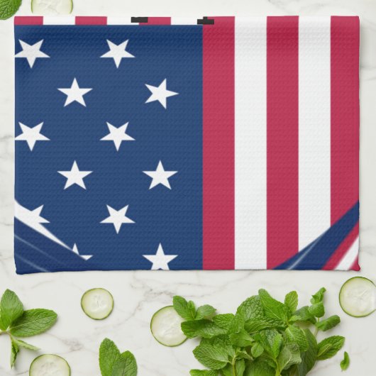 Linge De Cuisine God Bless Our Home : USA Flag Swirl Art (Plié)
