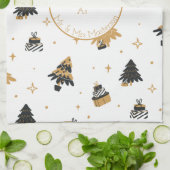 Linge De Cuisine Gold Black First Christmas Tree Motif Custom (Plié)