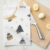 Linge De Cuisine Gold Black First Christmas Tree Motif Custom (Quart Plié)