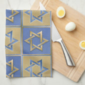 Linge De Cuisine Gold Blue Star de David Art Panels (Quart Plié)