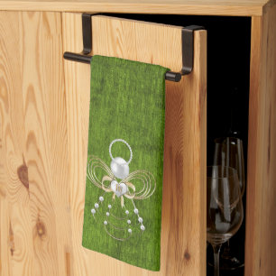 Linge De Cuisine Gold Filigree Noël Angel de Joy Green