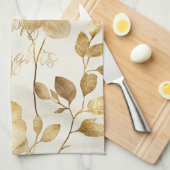 Linge De Cuisine Gold Flowers Inspirational Happy Thoughts (Quart Plié)