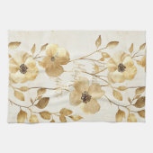 Linge De Cuisine Gold Flowers Inspirational Happy Thoughts (Horizontal)