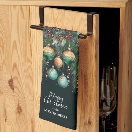 Linge De Cuisine Gold Green Christmas Ornaments (Pliage en tiers)