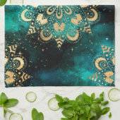 Linge De Cuisine Gold & Green Galaxy Dharma Mandala Motif (Plié)