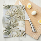 Linge De Cuisine Gold Green Tropical Feuille Sage (Quart Plié)