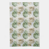 Linge De Cuisine Gold Green White Feuilles tropicaux (Vertical)