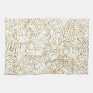 Linge De Cuisine Gold Leopard Tiger Animals Pattern