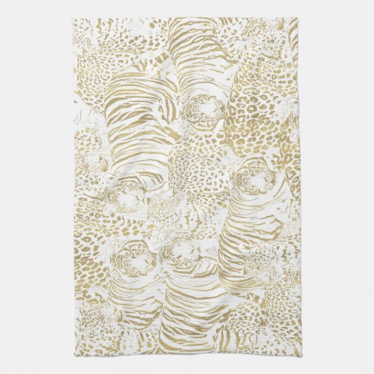 Linge De Cuisine Gold Leopard Tiger Animals Pattern (Vertical)