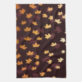 Linge De Cuisine Gold Maple Leaf on dark red (Vertical)
