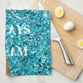 Linge De Cuisine Gold Palm Tree Dream Aqua Parties scintillant (Quart Plié)