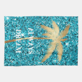 Linge De Cuisine Gold Palm Tree Dream Aqua Parties scintillant (Horizontal)