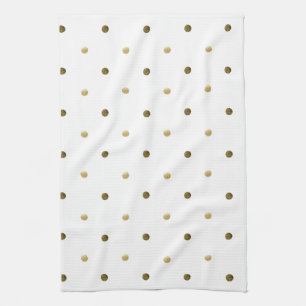 Linge De Cuisine Gold White Pois Golden Dots Design élégant