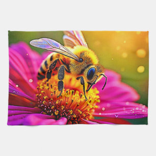 Linge De Cuisine Golden Bee Flower Magic Design