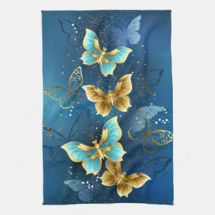 Linge De Cuisine Golden butterflies
