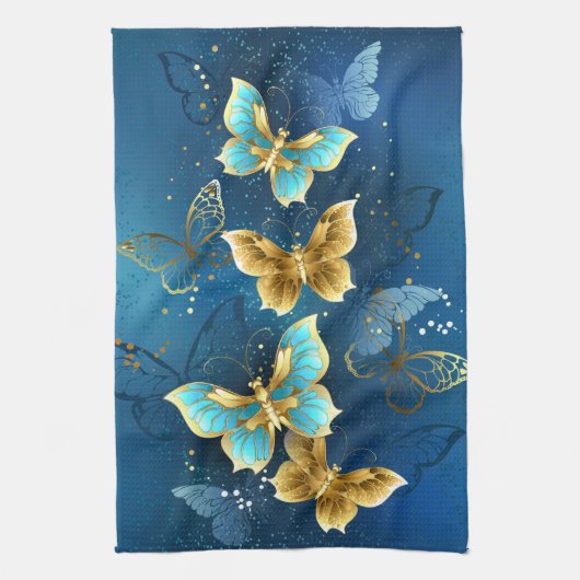 Linge De Cuisine Golden butterflies (Vertical)