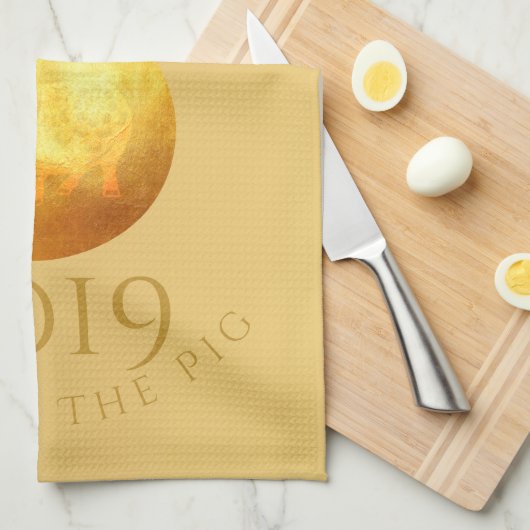 Linge De Cuisine Golden Chinese Pig Papercut 2019 Monogram KitchenT (Quart Plié)