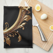 Linge De Cuisine Golden Floral Ornate Frame Kitchen Towel (Quart Plié)