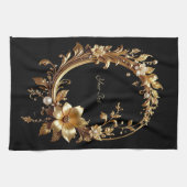 Linge De Cuisine Golden Floral Ornate Frame Kitchen Towel (Horizontal)